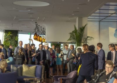 people participating in Easterseals' paddle pledge in Salesforce Tower